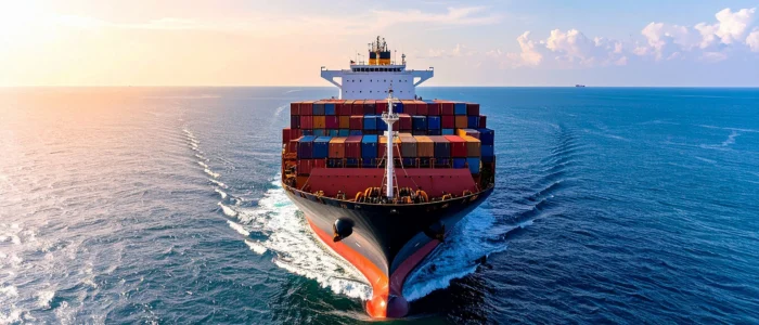 Buque portacontenedores en tránsito marítimo, ejemplo de operaciones aduaneras en importación y exportación internacional